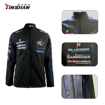 Customized Printing Methods Riding Clothing for Men Poly Cotton Softshell Race Car Jacket