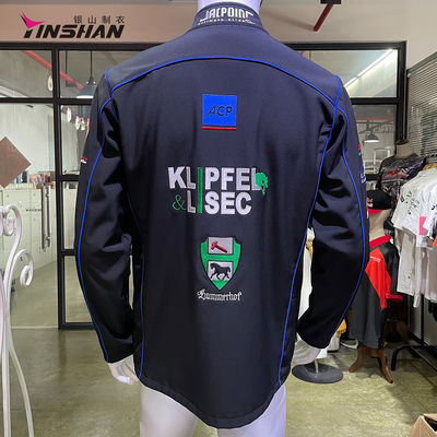 Customized Printing Methods Riding Clothing for Men Poly Cotton Softshell Race Car Jacket