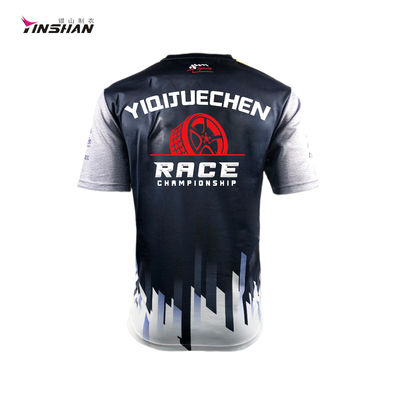 Superior Performance Unisex Custom Black Printed Racing T-shirt with Breathable Fabric