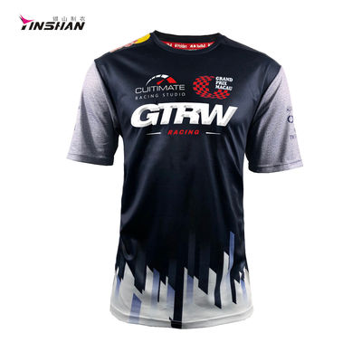 Superior Performance Unisex Custom Black Printed Racing T-shirt with Breathable Fabric