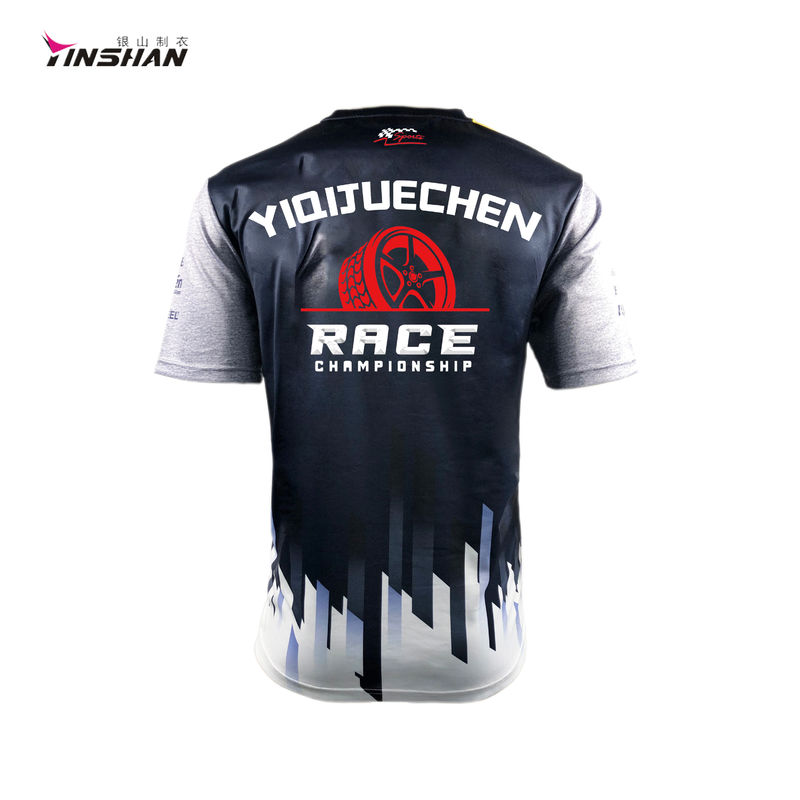 Superior Performance Unisex Custom Black Printed Racing T-shirt with Breathable Fabric