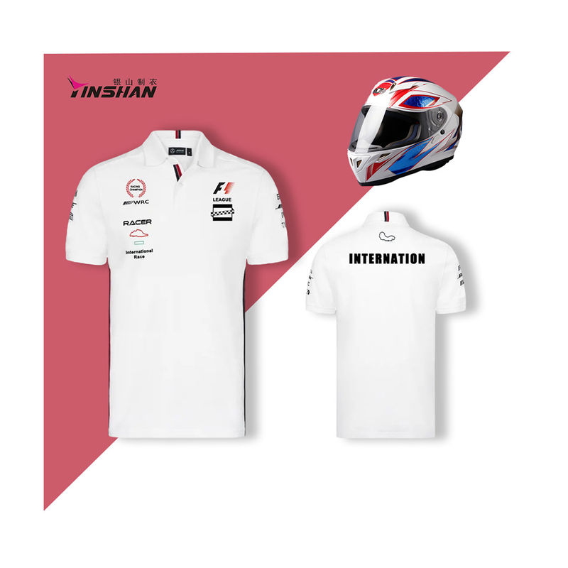 100% Polyester Race Sublimation Motorcycle Racing Crew Shirts Custom Printing Options